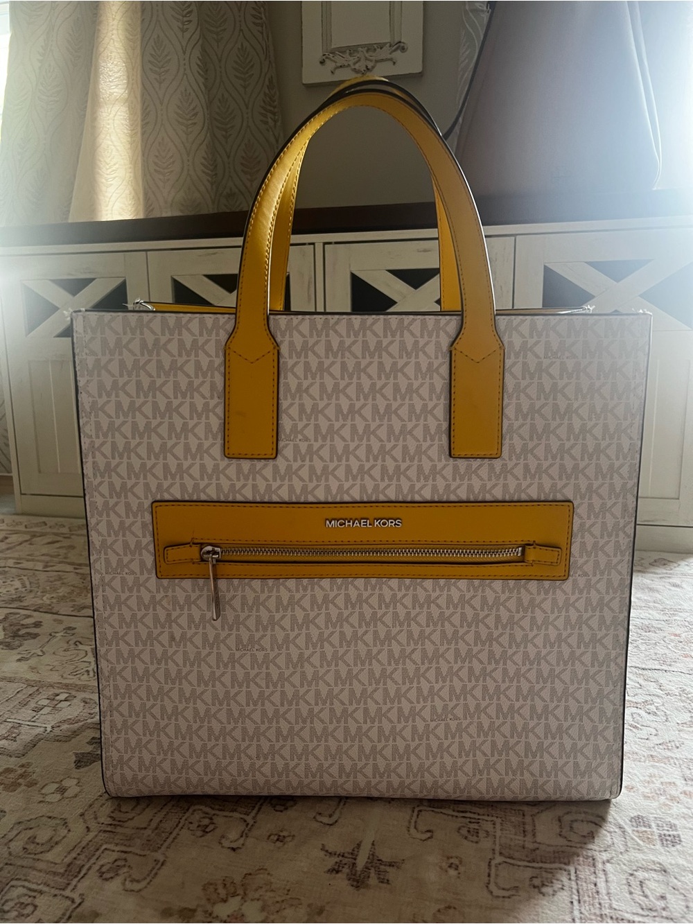 Michael Kors Logo Tote with Yellow Trim